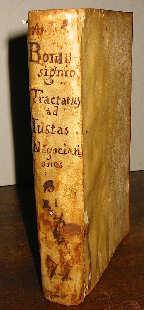 Tommaso Buoninsegni Tractatus ad iustas negociationes inter homines fieri consuetas summe necessarij: videlicet de: Venditione ad tempus, Diminutione praetii ob anticipatam solutionem, Cambiis, Censibus, Ludo, Et Montibus  1587 Florentiae in Officina Sermartelliana
